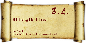 Blistyik Lina névjegykártya